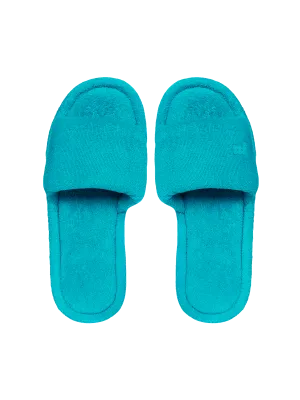 Summer Towelling Slippers—peacock blue